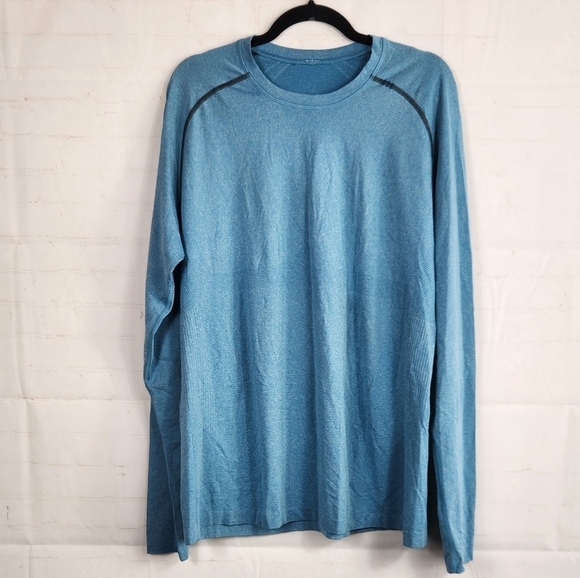 Lululemon Men's Metal Vent Tech Long-Sleeve Performance Shirt Heathered Blue XL - Picture 2 of 7